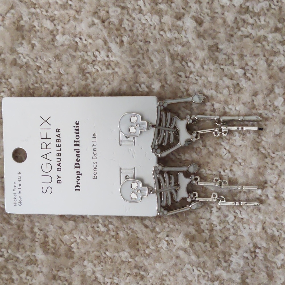 Sugarfix by Baublebar Halloween Skeleton Drop Dead Hottie Earrings NWT
